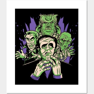 Vintage Classic Horror Monsters // Retro Halloween Mummy Frankenstein Vampire Werewolf Zombie Posters and Art